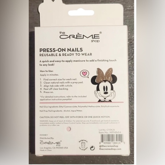 The Creme Shop x Minnie Mouse Press-On Gel effect reusable Nail set New - Picture 7 of 8